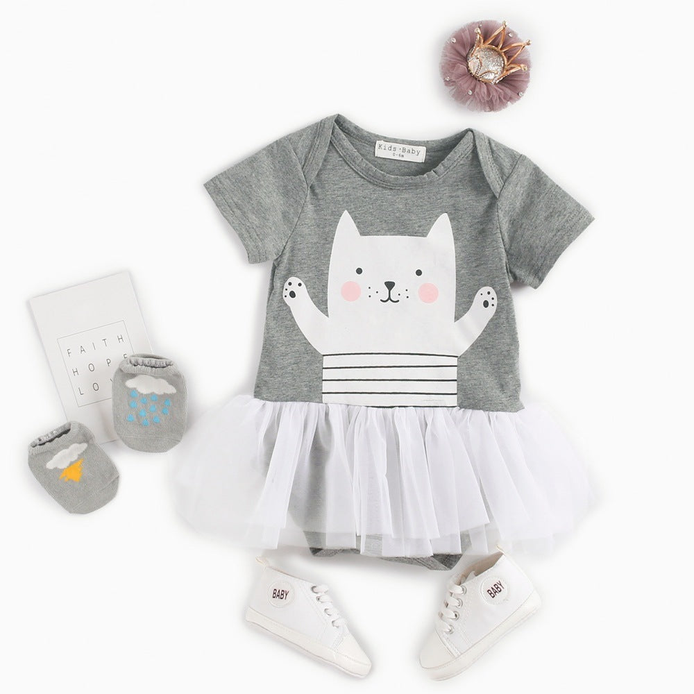 Cartoon Newborn Clothes Baby Princess Romper Mesh Shape Romper