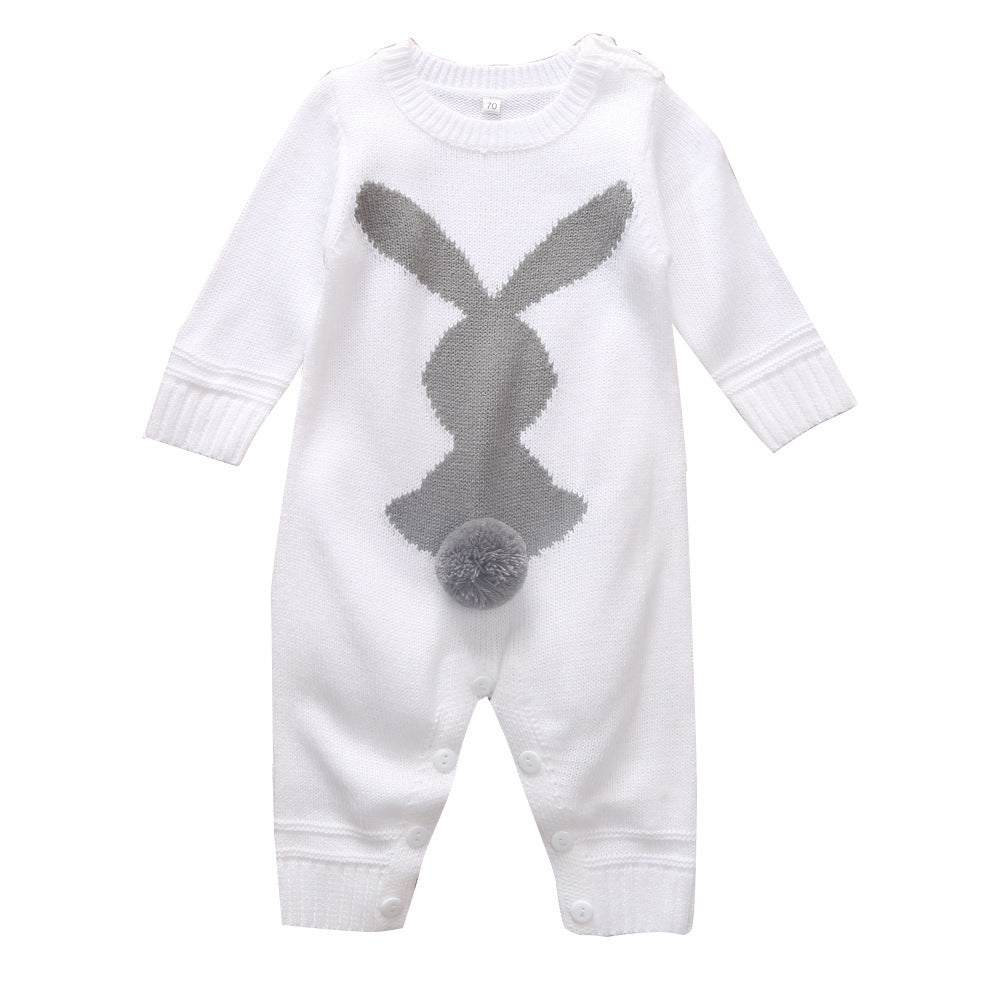 Boys And Girls Wool Ball Knit Long-Sleeved Romper Romper