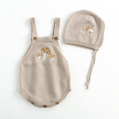 Baby's Long-sleeved Sweater Suspender Romper