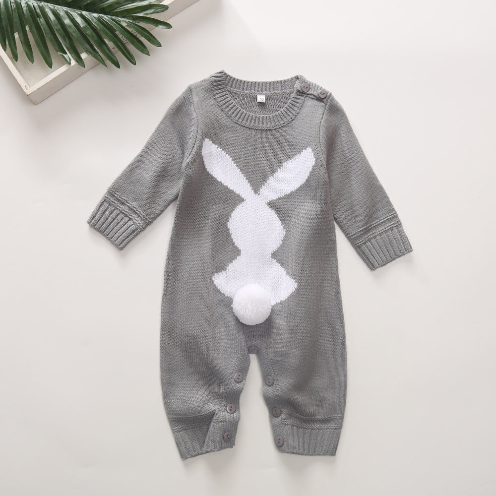 Boys And Girls Wool Ball Knit Long-Sleeved Romper Romper
