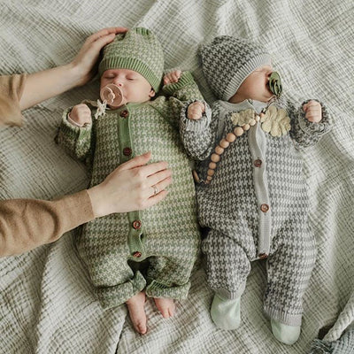 Knitted sweater cotton one-piece romper warm hat