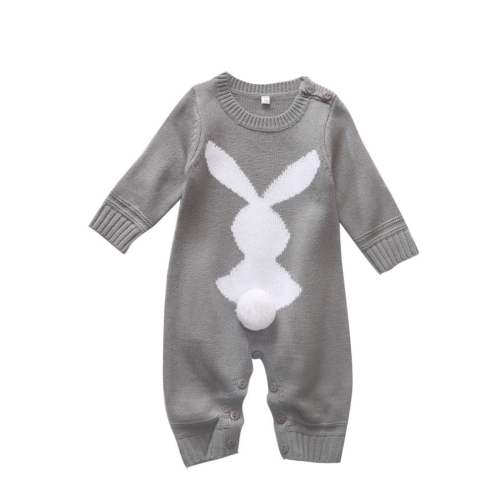Boys And Girls Wool Ball Knit Long-Sleeved Romper Romper