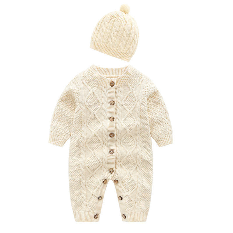 Cotton knit romper jumpsuit