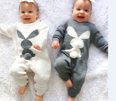 Boys And Girls Wool Ball Knit Long-Sleeved Romper Romper