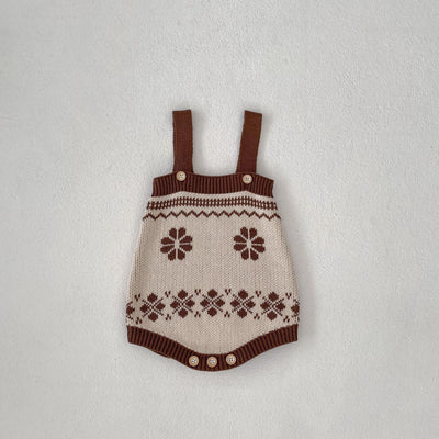 Children's Simplicity Printed Sweater Easy Matching Coat Suspender Romper