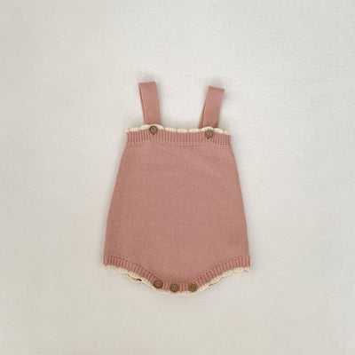 Knitting Suit Contrast Color Sweater Suspender Romper