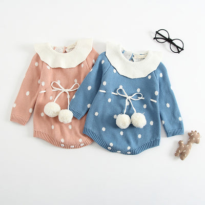 Knitted sweater romper girls long sleeve