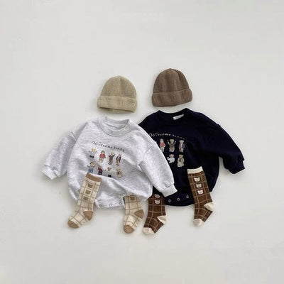 Baby's New Cotton Sweater Long Sleeve Cartoon Letter Casual Romper