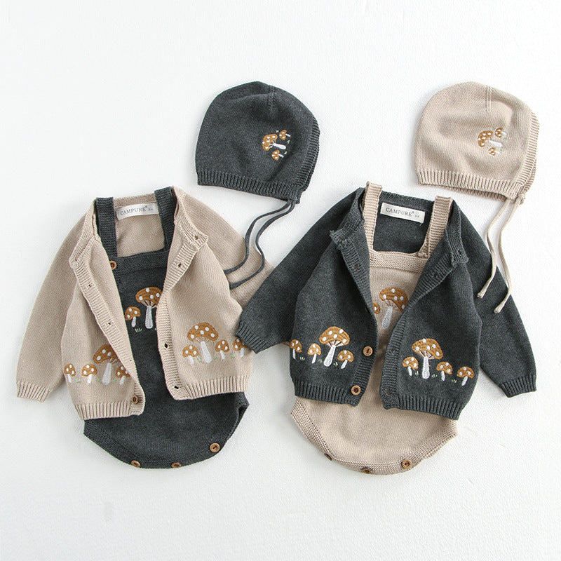 Baby's Long-sleeved Sweater Suspender Romper