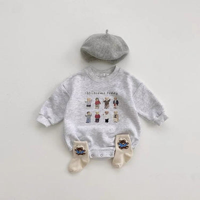 Baby's New Cotton Sweater Long Sleeve Cartoon Letter Casual Romper
