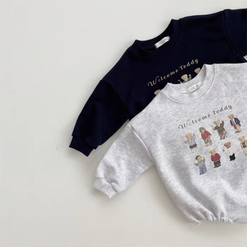 Baby's New Cotton Sweater Long Sleeve Cartoon Letter Casual Romper
