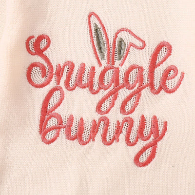 Children's Romper Easter Rabbit Ear Letter Embroidery Round Neck Long Sleeve Sweater
