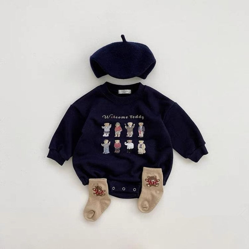 Baby's New Cotton Sweater Long Sleeve Cartoon Letter Casual Romper