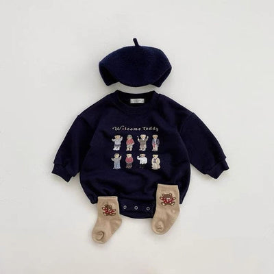 Baby's New Cotton Sweater Long Sleeve Cartoon Letter Casual Romper