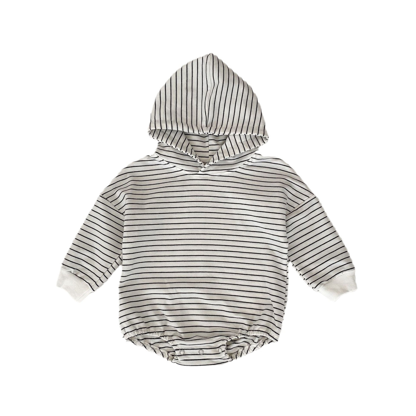 Infants Pinstripe Hooded Sweater Romper Jumpsuit