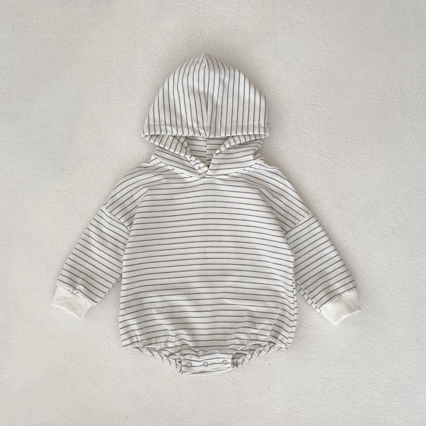 Infants Pinstripe Hooded Sweater Romper Jumpsuit